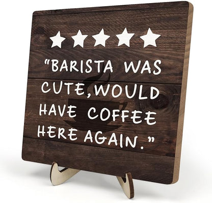 Coffee Bar Sign Plaque Decor, Coffee Bar Accessories, Rustic Wooden Tabletop by DMADNF