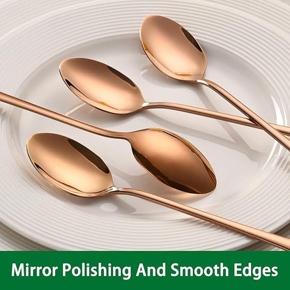 7.5 Inches Long Handle Coffee Stirring Spoons, Copper Stainless Steel Ice Cream - Image 3