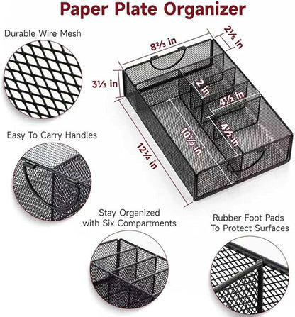 Utensil Caddy with Handle, Metal Paper Plate Holder - Image 7