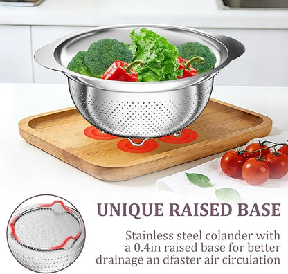 Stainless Steel Colander - 3QT Medium Capacity Strainer - Image 5
