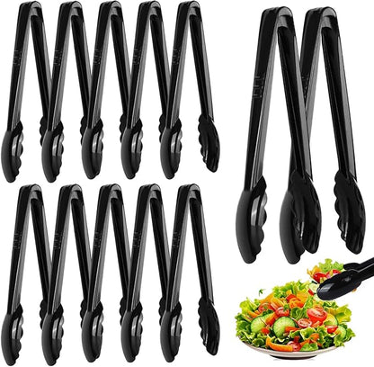 Mwellewm 12 Pc Serving Tongs 9 Inch Bulk Reusable or Disposable Plastic Tongs by Mwellewm