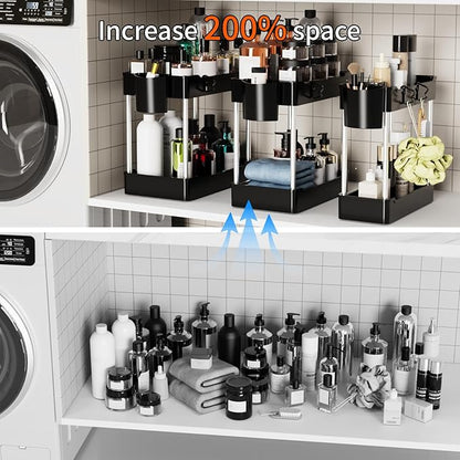 3 Pack Under Sink Organizers and Storage, 2 Tier Bathroom Cabinet Organizer - Image 5