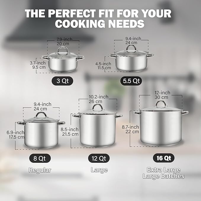Cook N Home 8 Quart Stainless Steel Stockpot - Image 2