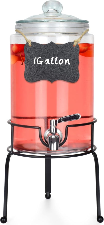 1 Gallon Beverage Dispenser 1 Pack, Stainless Steel Spigot Drink Dispenser by Unknown