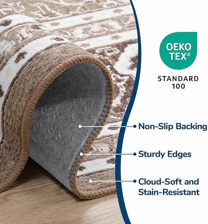Lessymo 9 x 12 Area Rugs for Living Room, Machine Washable Area Rugs Boho Faux - Image 3