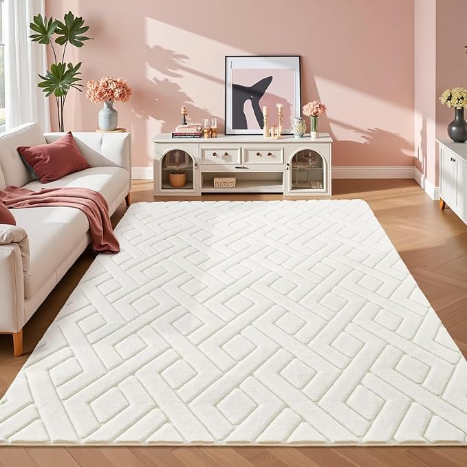 3x5 Cream White Washable Area Rug - Image 2