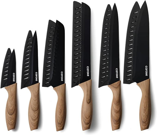 CAROTE 12PCS Knife Set, Stainless Steel Kitchen Knife Set by CAROTE