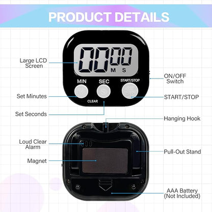 54 Pcs Kitchen Timer Bulk with Small Magnetic Backing Stand Liubeili Digital - Image 3