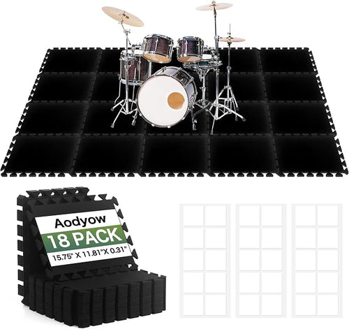 18 Pcs Sound Absorbing Interlocking Floor Mats Pads, 15.7" x 11.8" x 0.3" sound by Aodyow