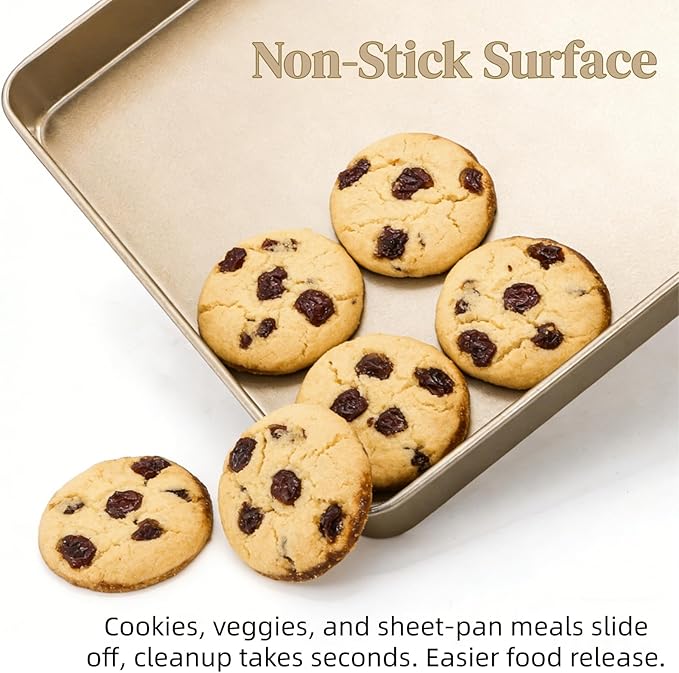 Dicunoy 3 Pack Baking Sheet Pans 11 Inches x 11 Inches, Nonstick Square Baking - Image 4