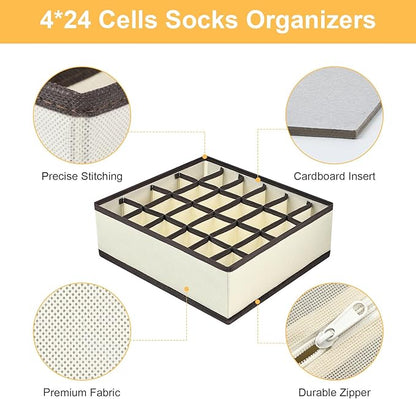 Joyoldelf Sock Drawer Organizer Divider Underwear Organizer 24-cell Fabric - Image 3