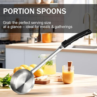 6 Ounce Solid Stainless Steel Portion Control Ladle Spoon -2Pcs Pizza Sauce - Image 6