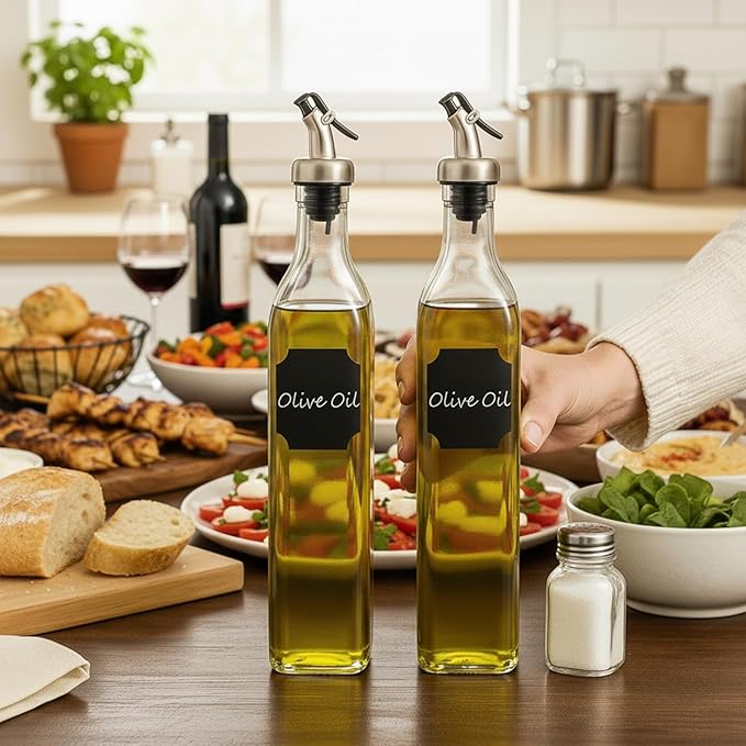 WERTIOO Olive Oil Dispenser Bottle, 2 Pack 17oz Oil and Vinegar Dispenser Set - Image 6