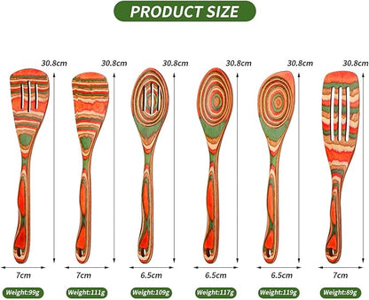 Wooden Spoons for Cooking, WOSPONFAN Kitchen Utensils Set, Pakkawood Kitchen - Image 2