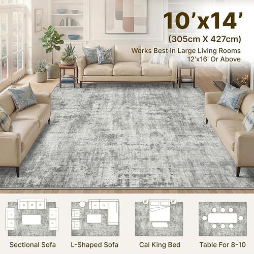 10x14 Area Rugs Washable Living Room Rug-No Slip Soft Carpets Modern Abstract - Image 2