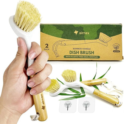 AIRNEX Bamboo Dish Brush Set of 2 by Airnex