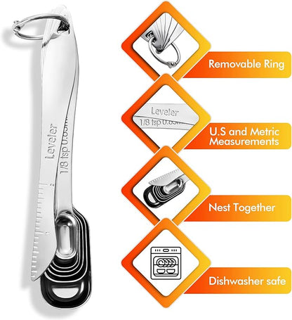 Rainspire Heavy Duty Measuring Spoons Set Stainless Steel, Metal Measuring Cups - Image 5