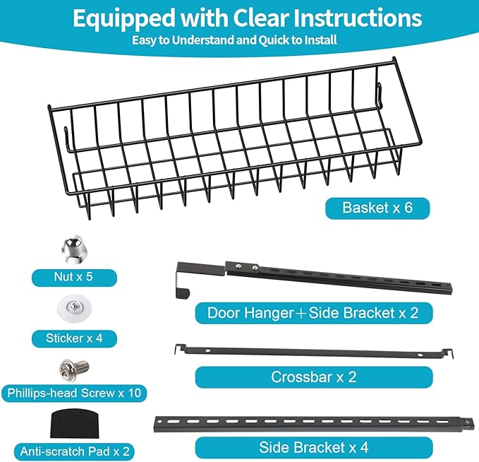 ElegantArray 6-Tier Pantry Door Oragnizer, Over The Door Pantry Organizer Rack - Image 7
