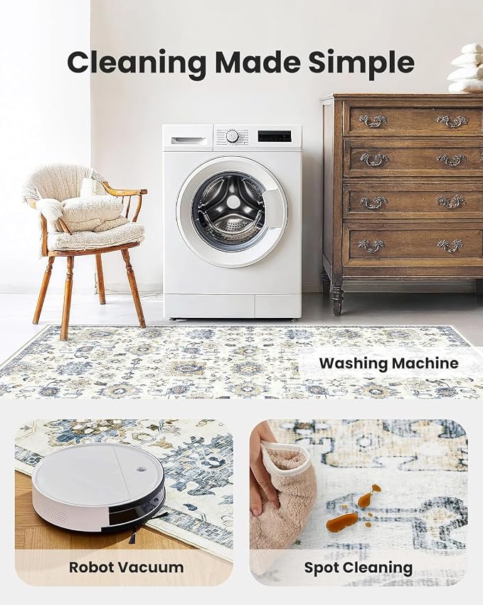 AMADA HOMEFURNISHING 10x14 Washable Area Rug, Low-Profile Large Area Rug - Image 5