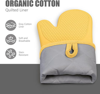 Rorecay Oven Mitts and Pot Holders Sets 6pcs, Extra Long Kitchen Silicone Oven - Image 4