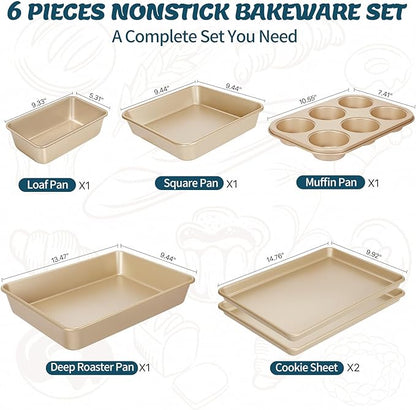 Baking Pans Set, Nonstick Stackable Bakeware Sets, Oven Pans - Image 2