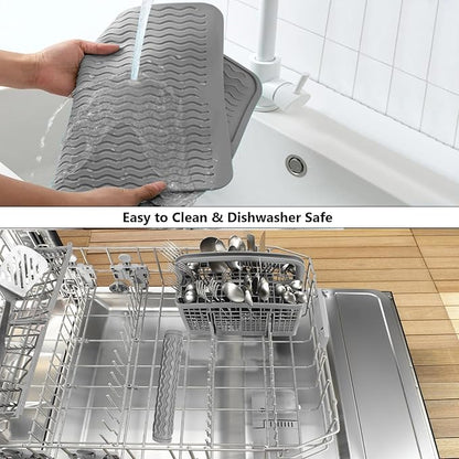 ZLR Silicone Dish Drying Mat for Kitchen Counter, Eco-Friendly Fast Dry Dish Mat - Image 8