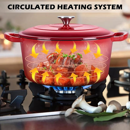 TeamFar Enameled Cast Iron Dutch Oven, 6 Quart Pot - Image 6