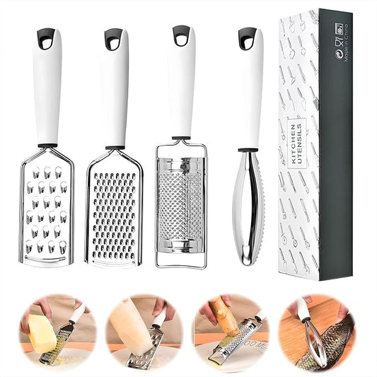 (4-pcs set) Stainless steel grater;fish scale grater;ginger grater;spice grater;fruit grater;vegetable grater;carrot,garlic,onion,nutmeg potato,cucumber,herb,cheese,salad grater