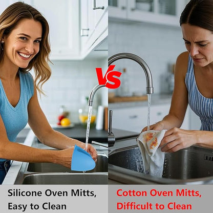 3 Pairs Oven Mitts Silicone Pot Holders Set Heat Resistant - Image 6