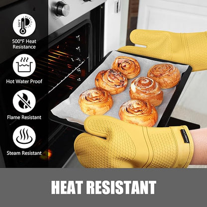 Rorecay Oven Mitts and Pot Holders Sets 6pcs, Extra Long Kitchen Silicone Oven - Image 5