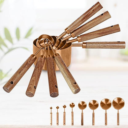 Collection 8 Piece Rose Gold Measuring Cups Set and Measuring Spoons - Image 2