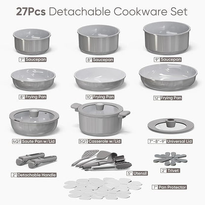 CAROTE 27pcs Ceramic Cookware Set Nonstick, Pots and Pans Set Non Stick - Image 2