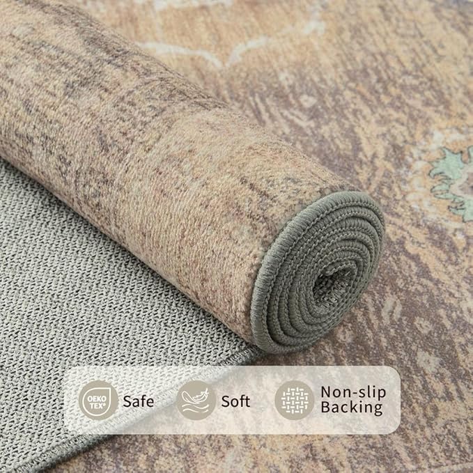 Rugxara 4x6 Rug for Living Room Bedroom, Vintage Retro Boho Area Rugs, Non Slip - Image 4