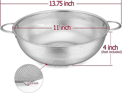 TeamFar Stainless Steel Colander, 5QT Micro-Perforated Metal Colander Food - Image 2