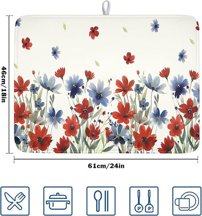 4th of July Floral Dish Drying Mat - Image 2