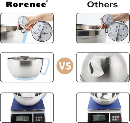 Rorence Stainless Steel Mixing Bowls Set: Non-Slip Silicone Bottom Kitchen Bowls - Image 6