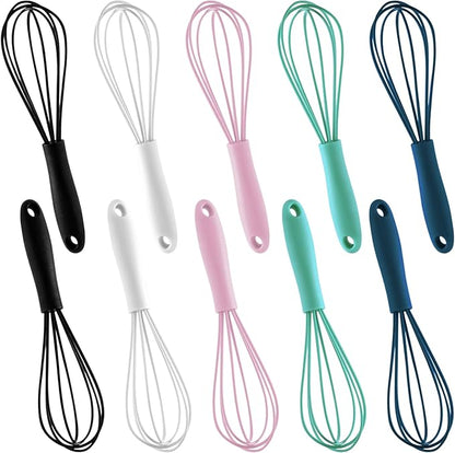 10-Piece Mini Multicolor Silicone Whisks, Heat-Resistant Up to 500°F by LAPXSNZD