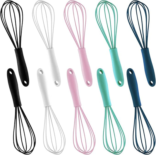 10-Piece Mini Multicolor Silicone Whisks, Heat-Resistant Up to 500°F by LAPXSNZD