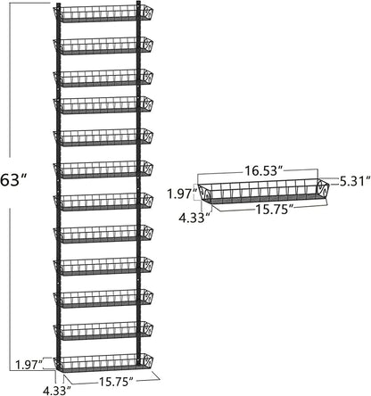 SWOMMOLY Adjustable Wall Mount Spice Rack Organizer, 12-Tier Dual-use Hanging - Image 6