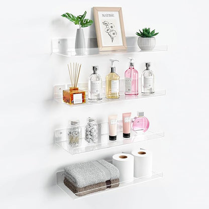 upsimples 4 Pack 15x6 Inches Acrylic Bathroom Shelves by upsimples