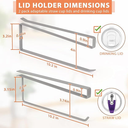 2 Pack Tumbler Lid Organizer, Horizontal Tumbler Lid Storage Hook Up to 20 Lids - Image 3