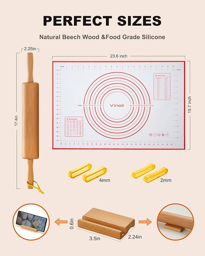 Classic Wood Rolling Pin, Pasta Roller - Image 4