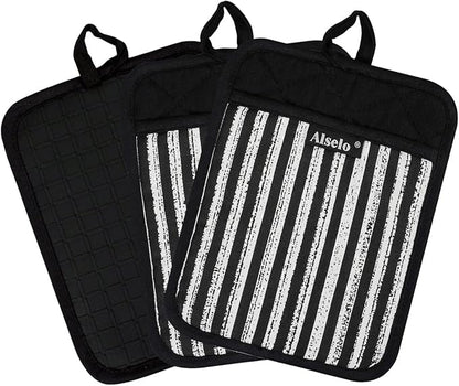 Alselo Silicone Pot Holders Set of 3 Heat Resistant & Non Slip Potholders - Image 9