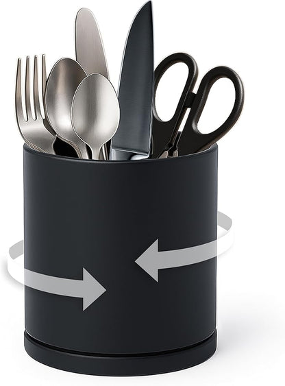 D'vine Dev 360° Rotating Utensil Holder – 5" Kitchen Utensil Crock by DvineDevPlanterPotsandStand
