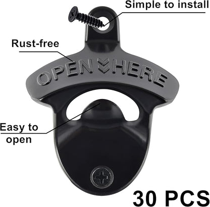 30 Packs Black Bottle Top Opener Wall Mounted Beer Cap Opener Stainless Bulk - Image 2