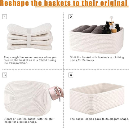 OIAHOMY 4 Pack Storage Baskets for Organizing, Small Bins for Shelves, Cute - Image 7