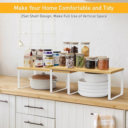 OGEMXU Cabinet Shelf Organizers, 15.7 inches Large Kitchen Counter Shelf - Image 3