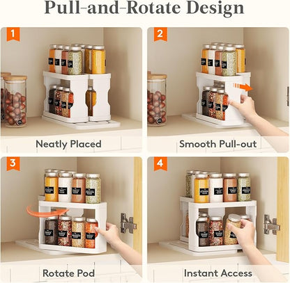 Lifewit Sliding Spice Rack for Cabinets, 6.4"H x 11.1"D x 6.1"W Slide Out Swive - Image 4