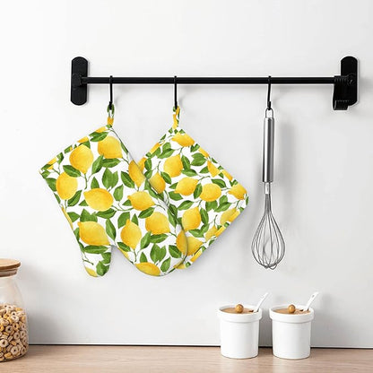 Lemon Oven Mitts and Pot Holders Sets of 4, Resistant Hot Pads - Image 6
