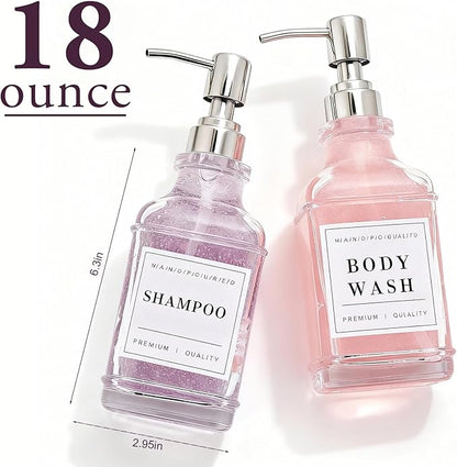 Glass Soap Dispenser with Pump, Countertop Soap and Lotion Dispenser Set of 2 - Image 4
